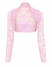 Ladies Cropped Lace Shrug Long Sleeves Bolero Plus Size Shrug Size 8-26