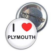 Plymouth I Love Heart Button
