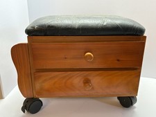 Vintage Sewing Box/Foot Stall On Wheels With Sewing Notions PH51