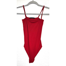 Brandy Melville Womens Anne Bodysuit XS Red Ribbed Square Neck Sleeveless Top
