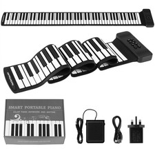 COSTWAY 88 Keys Roll Up Piano Portable Hand Roll Piano Keyboard w/128 Rhythms