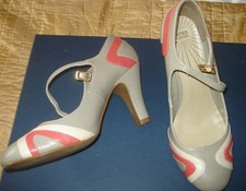 Women's Limited Collection Kitten Heels Ankle Strap Jazzy Grey Shoes 5 1/2 UK