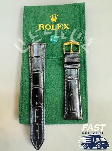 Rolex black leather - leather, band
