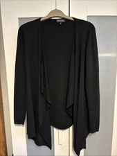 Lambs Wool Ladies Waterfall Black Cardigan Size Small Excellent Condition