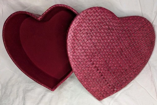 Red woven wicker heart - red, heart-shaped