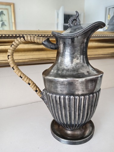 Antique pewter lidded pitcher - pewter,