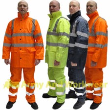 Hi Viz Waterproof Rainsuit Mens Rain Suit Set High Vis Visibility Jacket Trouser