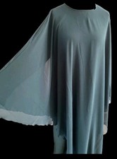 Womens Ladies Butterfly Chiffon Plain Abaya/Jilbab/Farasha Dubai Green - Size 54