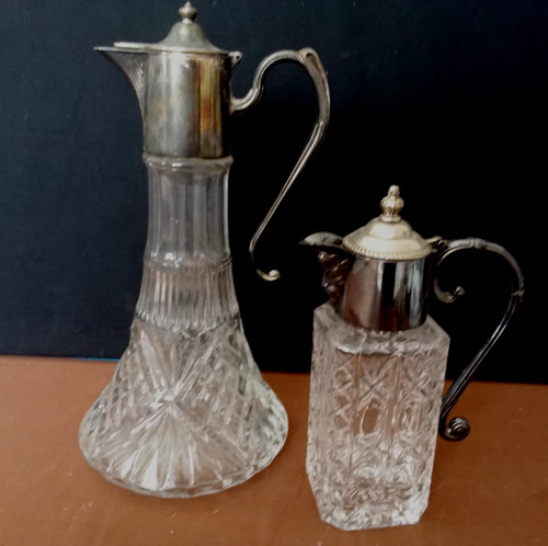 Vintage pair crystal - pair, carafe
