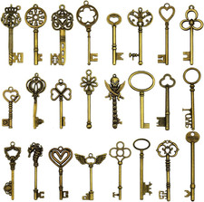 24Pcs Large Antique Bronze Skeleton Keys Rustic Key for Wedding Decoration Favor