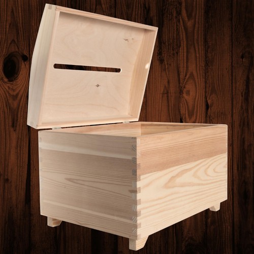 Large wooden box with slot - large,