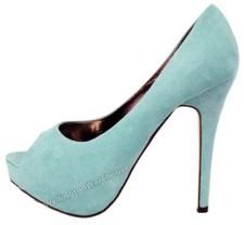 Peeptoe Plaform Women's Shoes High Stiletto Heel Turquoise Blue