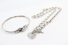 Links of London Sterling Silver Jewellery Bangle Necklace Belcher Link T-Bar x 2