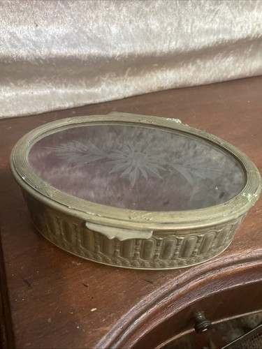 Vintage etched glass plated - vintage,