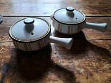 Pair Rare Denby Lidded Gourmet Casseroles  Half Pint 1960s  Vintage Stoneware