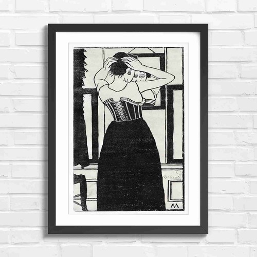 Art nouveau woman adjusting - nouveau,