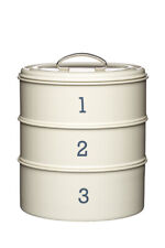 KITCHEN CRAFT LIVING NOSTALGIA 3 TIER CAKE TINS ANTIQUE CREAM LN3TCTCRE