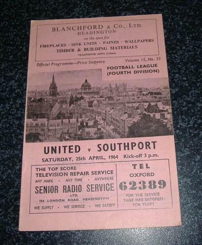 Oxford utd southport 1963 - utd,