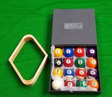 Pool Table Balls 2" 51mm Spots Stripes with 1 7/8" 47.5mm Cue Ball Diamond Rack