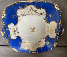 Victorian cobalt blue and gilded cake plate possibly Coalport