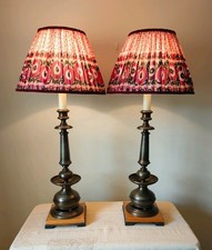 Large Pair Vintage 17th Century Pricket Candle Stick Style Bronze Lamp Bases  