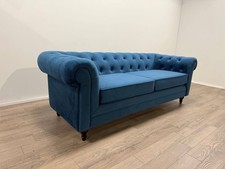 Chesterfield Velvet 3-Seater Sofa – Navy