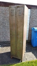 Vintage Industrial Stripped Steel School Locker Twin UK Seller