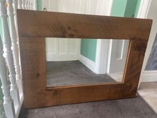 Beautiful Rustic Mirror with Wood Frame Rectangular Wall Mirror