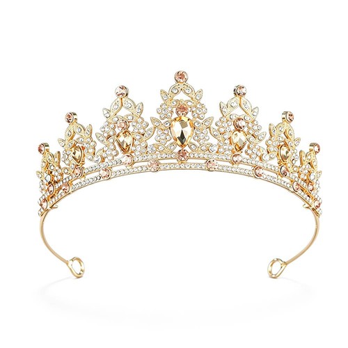 Vintage rhinestone crown gold - rhinestone,