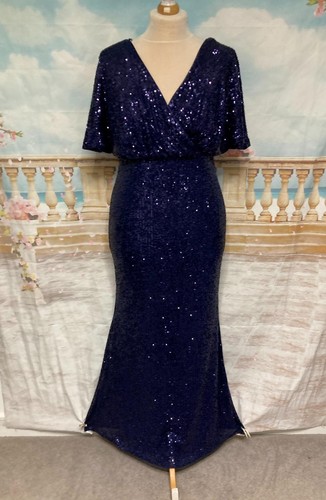 Navy blue sequin maxi - navy, 16