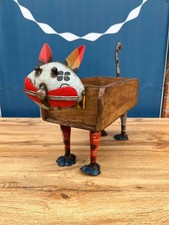 Antique Indian Brick Mould With Recycled Tin Plate Animal Cat Box Container