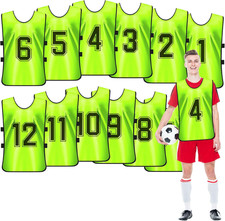 12 Pack Football Training Bibs, Numbered Scrimmage Vest for Adults and Youth, Br
