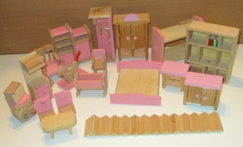 Wooden dolls house furniture - house,