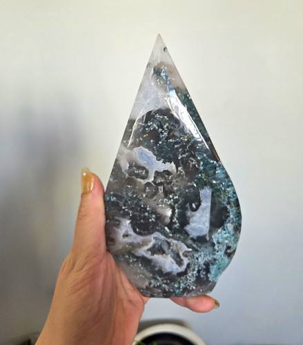 Polished moss agate crystal - polished,
