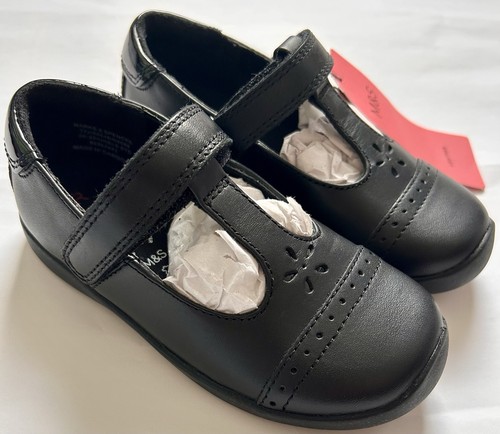 Girls black bnwt leather - m&s,