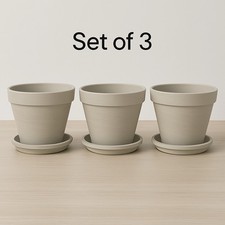 Terracotta Planters 14cm Set of 3 With Saucers Indoor Outdoor Herbs Plants Pot