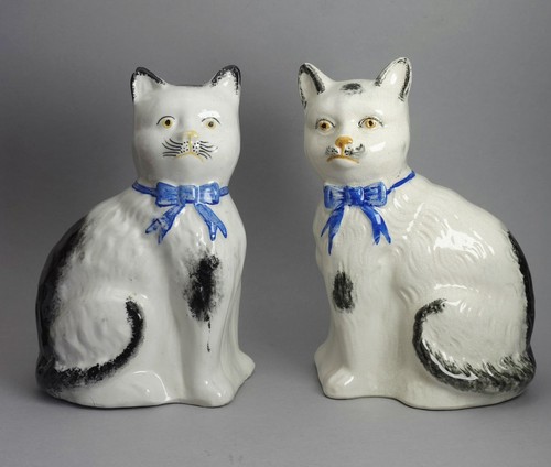 Two staffordshire style cats - two,