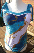 Ladies Swimsuit Size 2XL Turquoise Yellow & White Tummy Control & Removable Pads