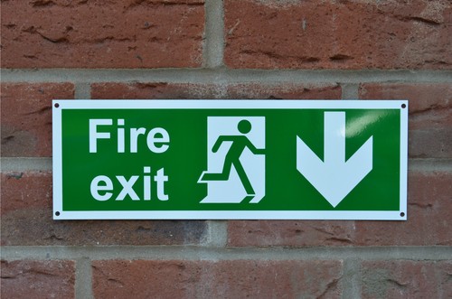 Fire exit directional arrow - fire,