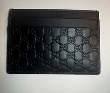 GUCCI MICROGUCCISSIMA BLACK LEATHER CARD HOLDER.  Made In Italy.  Brand New.