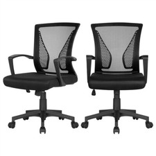 2pcs Desk Chair Office Computer Desktop Chair Rolling Ergonomic Task Chair Black