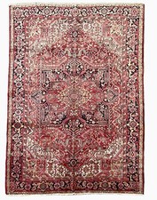 VINTAGE & CLEANED HERIZ RUG HAND MADE PERSIAN WOOL TRIBAL CARPET 10'8" x 7'7"