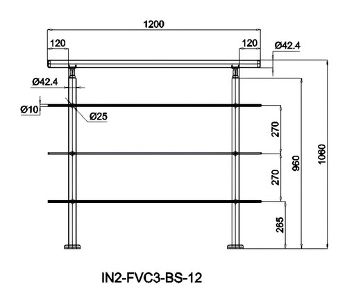 Handrail 240cm long stair - ,