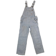 Carhartt White Blue Striped Overall Dungarees Size Women's Small 34W 28L