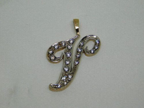 9ct gold initial pendant - gold,