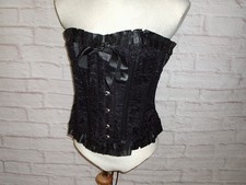 VICTORIAN MOURNING BLACK LACE HOURGLASS LACE UP CORSET 32 IN WAIST SIZE 14 TO 16