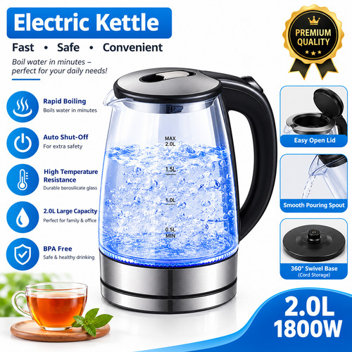 Electric kettle fast glass - 2l,