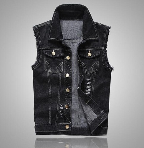 Men denim vest jean jacket - vest,