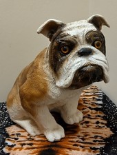 Sitting Bulldog Resin Ceramic Style Ornamental Figurine