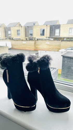 Women black suede platform - black,